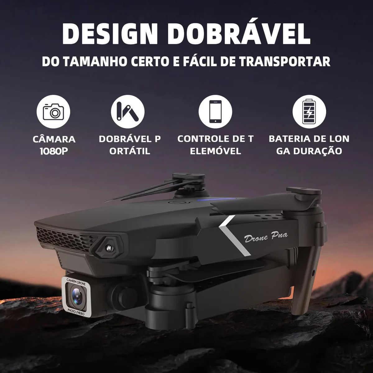 Drone Dobrável E88 Fotografia Aérea 1080P Câmera Dupla Controle Remoto
