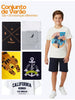 Kit 4 Peças 2 Conjuntos Infantis Masculinos Bebê Verão Camisetas Bermudas