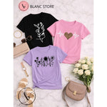 Kit 3 Camisetas Femininas Algodão Estampadas Malha Premium Casual