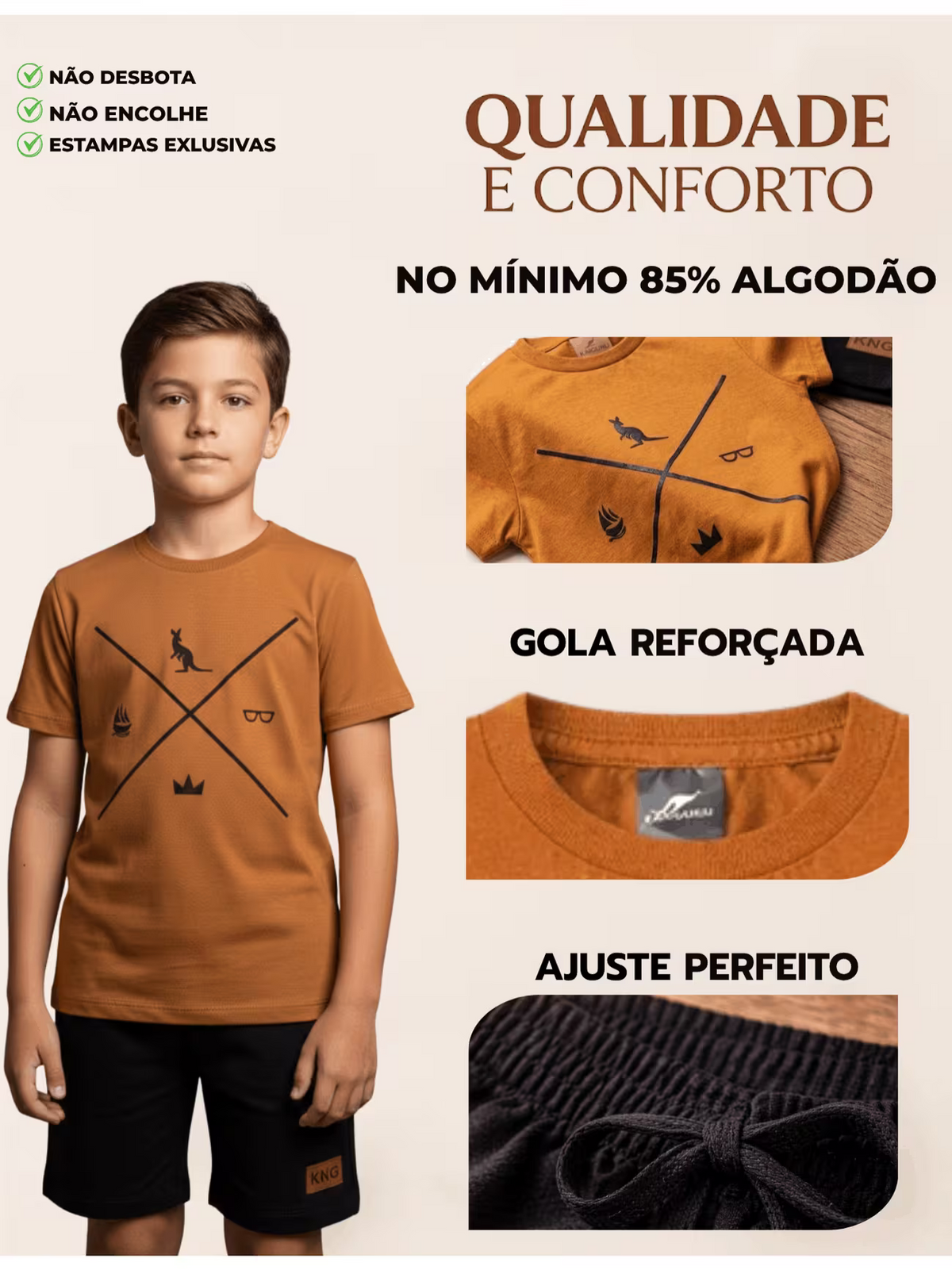 Kit 4 Peças 2 Conjuntos Infantis Masculinos Bebê Verão Camisetas Bermudas