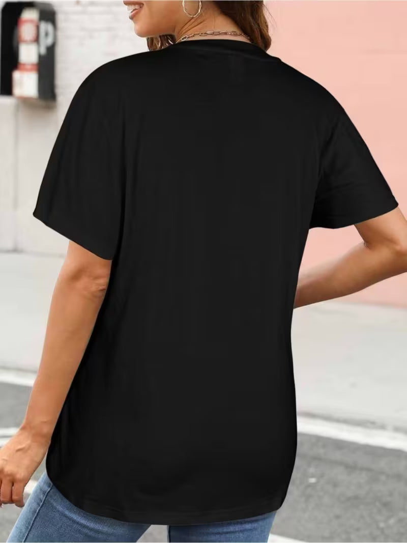 Camiseta Feminina Estampa Brooklyn Manga Curta Gola Redonda Casual
