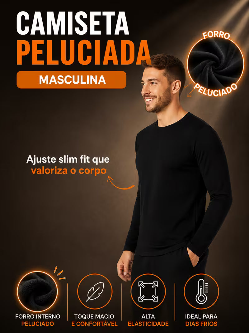 Kit 2 Camisetas Térmicas Masculinas Segunda Pele Manga Longa Gola Redonda