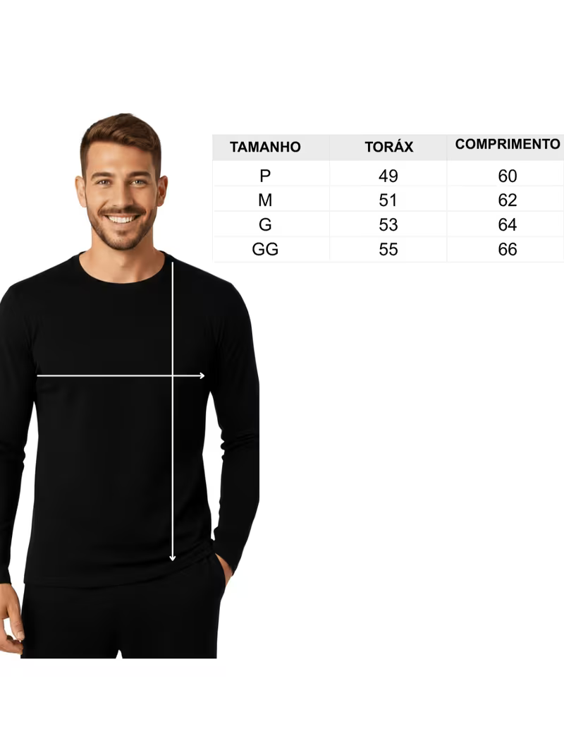 Kit 2 Camisetas Térmicas Masculinas Segunda Pele Manga Longa Gola Redonda