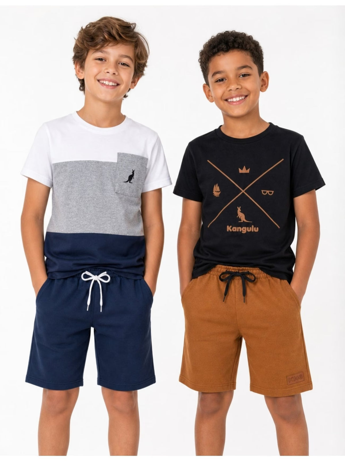 Kit 4 Peças 2 Conjuntos Infantis Masculinos Bebê Verão Camisetas Bermudas