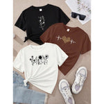 Kit 3 Camisetas Femininas Algodão Estampadas Malha Premium Casual