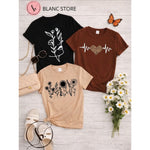 Kit 3 Camisetas Femininas Algodão Estampadas Malha Premium Casual
