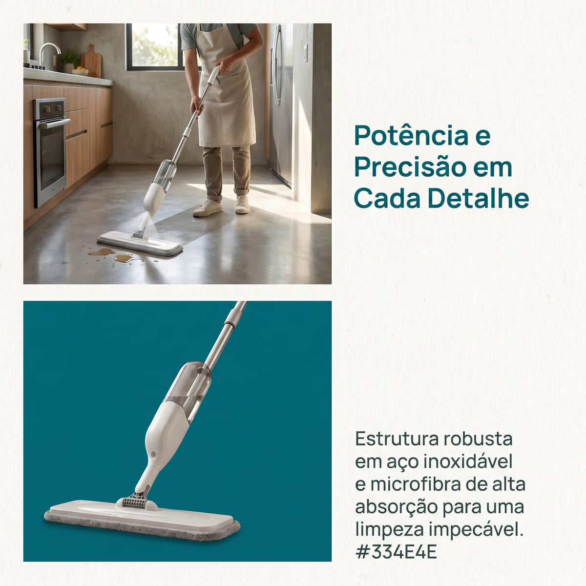 Mop Spray com Reservatório Integrado para Pisos Madeira e Cerâmica