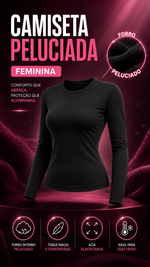 Blusa feminina Peluciada básica de inverno com forro térmico de segunda pele e gola redonda.