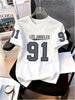 Camiseta Feminina Estampada Manga Curta Gola Redonda Casual Ajustada
