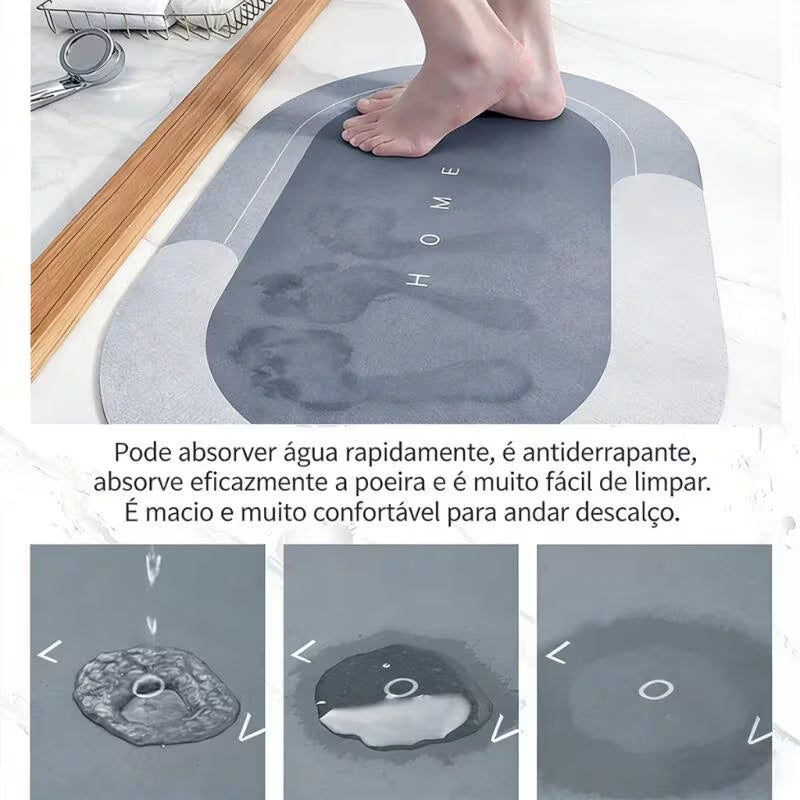 Tapete Antiderrapante Banheiro Seca Rápido Super Absorvente Macio