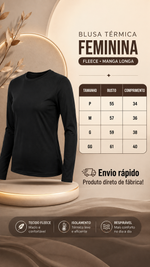 Blusa feminina Peluciada básica de inverno com forro térmico de segunda pele e gola redonda.